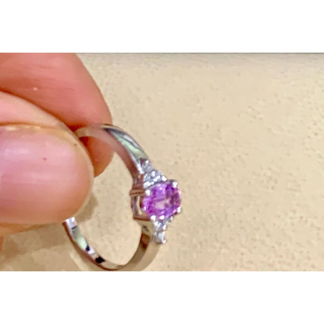 Pink Sapphire and Diamond 14 Karat White Gold Ring, Estate Size 6.5 For Sale - Image 18 of 18