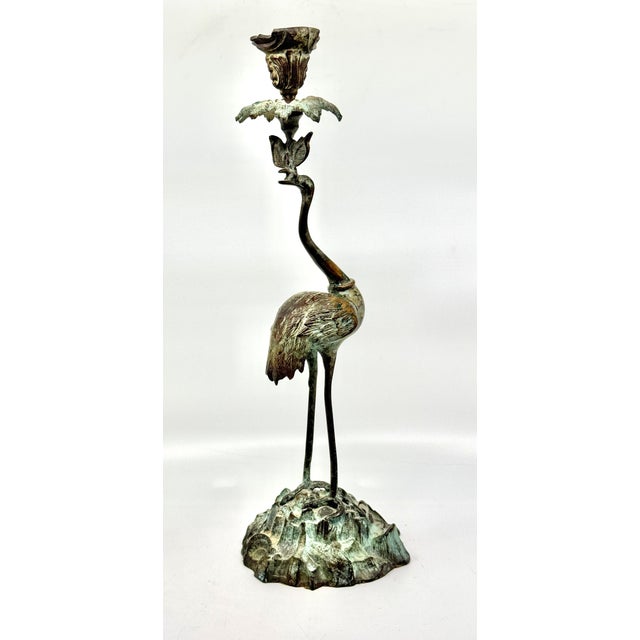 19th Century Neo Classical Grand Tour Bronze Heron Candle Holder For Sale - Image 11 of 15