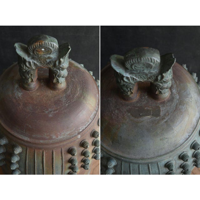 Antique Japanese Bronze Temple-Style Bell / Taisho-Showa / Hanging Bell, Patina For Sale - Image 16 of 18