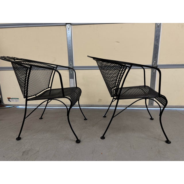 Metal Vintage Mid-Century Salterini Curve Back Outdoor Arm Chairs - Set of 2, Attributed For Sale - Image 7 of 12