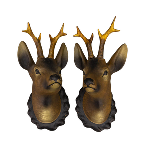 Roe Deer Made of Plaster, Germany, 1930s, Set of 2