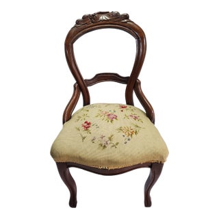 Victorian Antique Carved Mahogany Side Chair For Sale