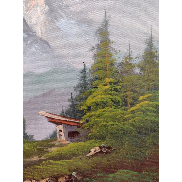 Impressionist Vintage Impressionist Landscape Snowy Mountains Woods Acrylic on Canvas Framed 12x16 For Sale - Image 3 of 10