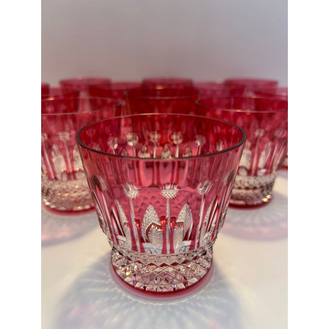Late 20th Century Late 20th Century Saint-Louis Tommy Ruby Red Cut Crystal Old-Fashioned Glasses - Set of 15 For Sale - Image 5 of 8