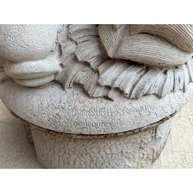 Vintage Neoclassical Cast Stone Triple Dolphin Garden Pedestal For Sale - Image 11 of 11