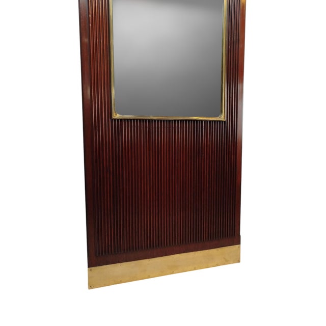 1950s Vintage Danish Floor Mahogany Mirror with Brass Lamp, 1950s For Sale - Image 5 of 8