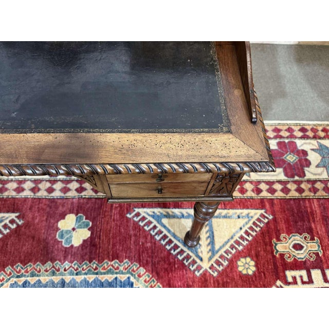 Antique Louis XVI Style Desk in Walnut with Leather Top, 1800s For Sale - Image 4 of 18