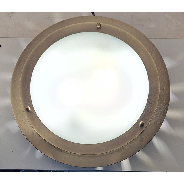 Goldenrod Vintage Ceiling Lamp with Gold-Colored Metal Frame and White Glass Shade by Honsel, 2005 For Sale - Image 8 of 8