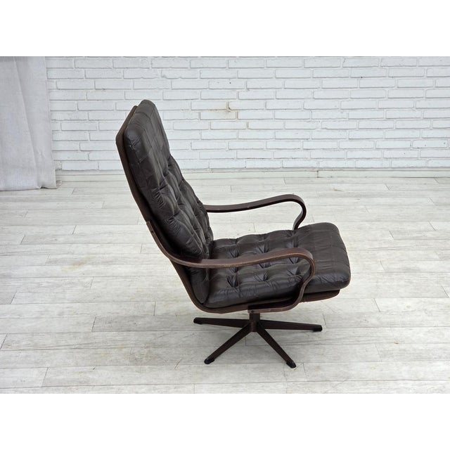 Scandinavian Swivel Armchair in Patchwork Leather, 1970s For Sale - Image 10 of 18