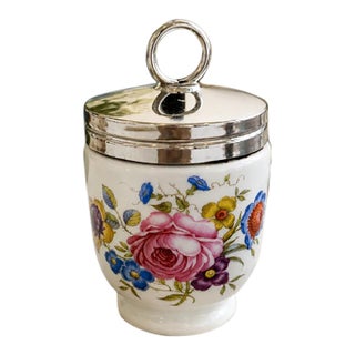 Vintage Royal Worcester Floral Fine Porcelain Egg Coddler – Made in England For Sale
