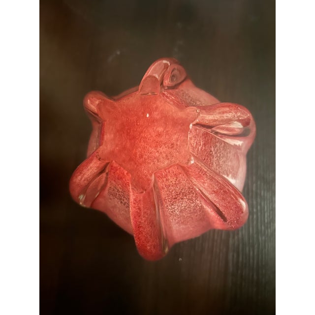 Beautiful Vintage Tokyo Glass Murano Style Art Glass Bowl / Centerpiece – Cranberry Pink Controlled Bubble Glass, 8 LBS For Sale - Image 4 of 8