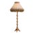 French-Style Gilded Floor Lamp – Ornate Gold Leaf Stand With Embroidered Fabric Shade & Fringe For Sale