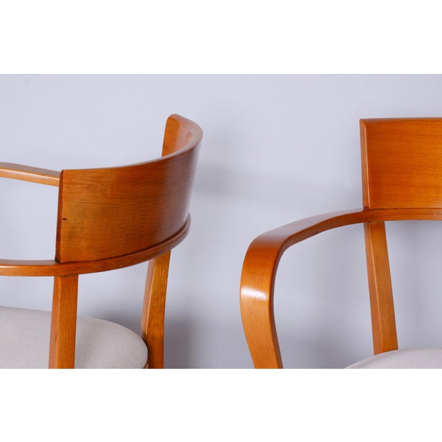 Wood Art Deco Beech Armchairs attributed to Jindrich Halabala for Up Zavody, 1930s, Set of 2 For Sale - Image 7 of 12