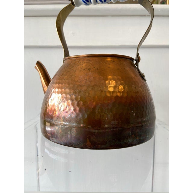 Traditional 1960s Dutch Copper Plated Tea Kettle For Sale - Image 3 of 3