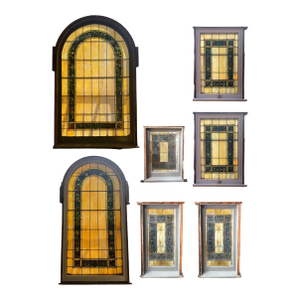 Antique Victorian Stained Glass Windows Set