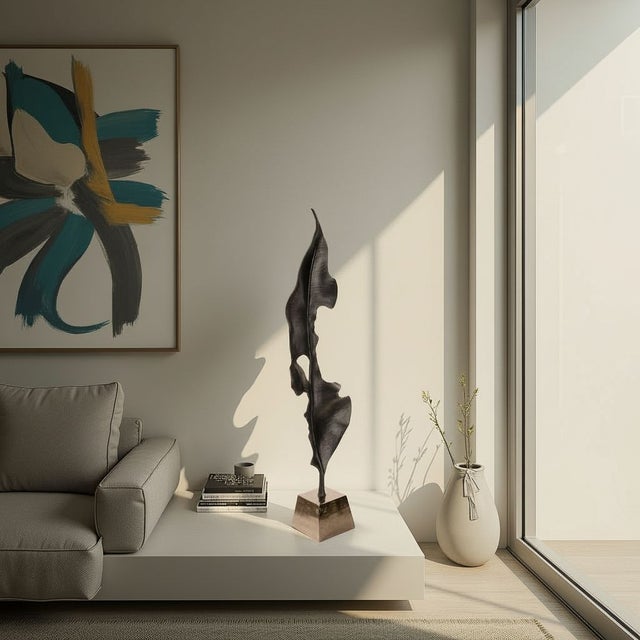 Contemporary Black Elemental Leaf Sculpture - Large For Sale - Image 3 of 11