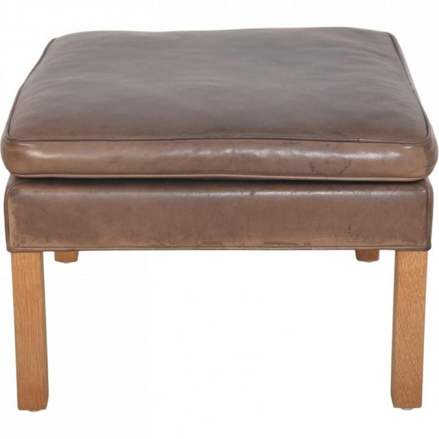 Set of 2204 Wing Chair and Ottoman in Brown Anilin Leather by Børge Mogensen, 2003 For Sale - Image 17 of 18