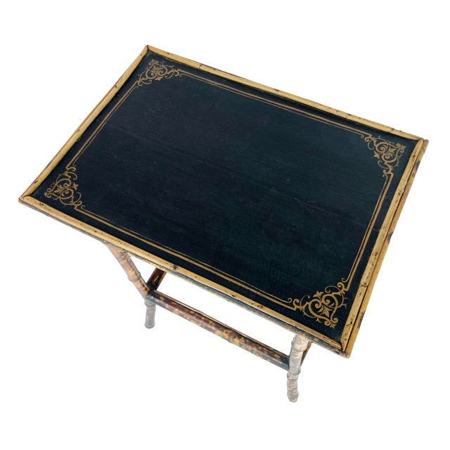 Vintage Petite Tortise Bamboo Side Table For Sale - Image 9 of 11