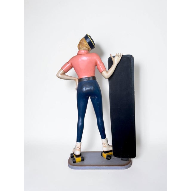 Car Hop, Waitress Statue with Chalkboard Menu, 1978, Fiberglass and Wood For Sale - Image 9 of 11