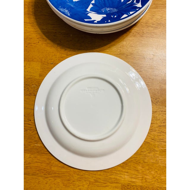 Vintage Ceramica Quadrifoglio Italian Decorative Blue & White Floral Large Plates - Set of 6 For Sale - Image 10 of 12