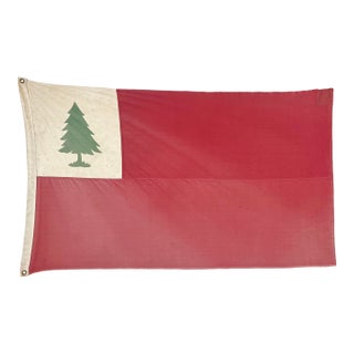 Vintage Faded Cotton Pine Tree Flag of New England For Sale