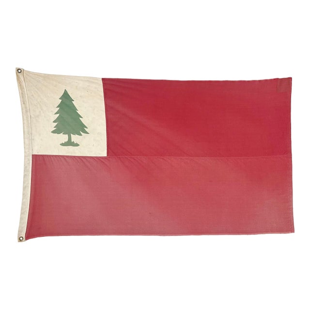 Vintage Faded Cotton Pine Tree Flag of New England For Sale