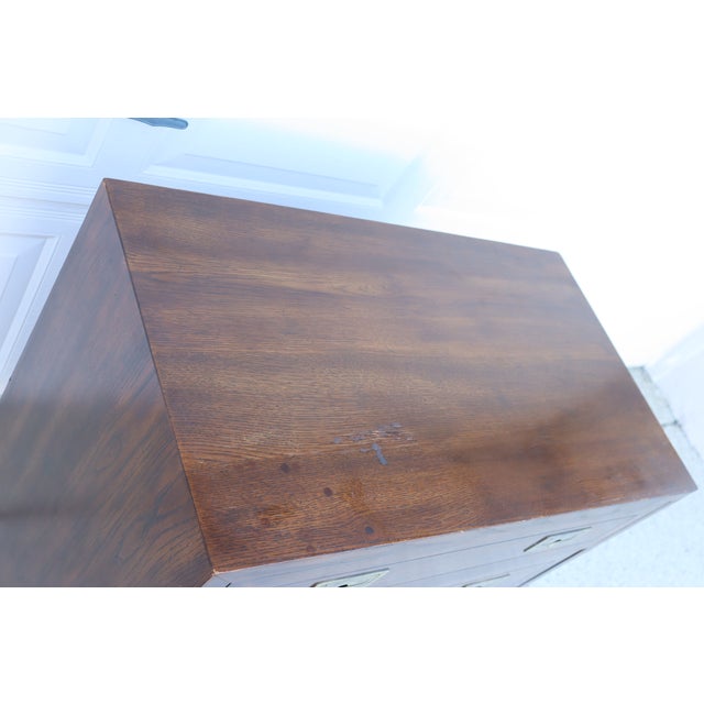 1970s Henredon Small Three Drawer Campaign Style Dresser For Sale - Image 10 of 16
