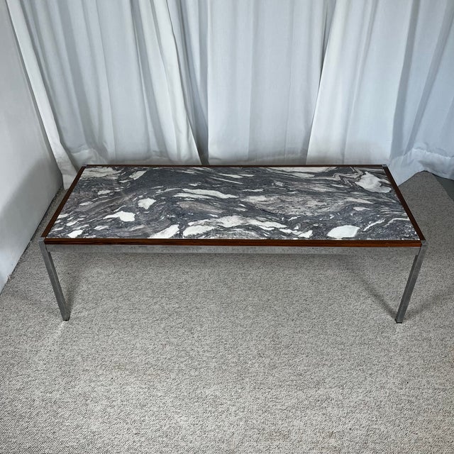 Mid-Century Modern Mid-Century Modern Coffee Table in Metal, Walnut and Arabescato Marble, Italy, 1970 For Sale - Image 3 of 18