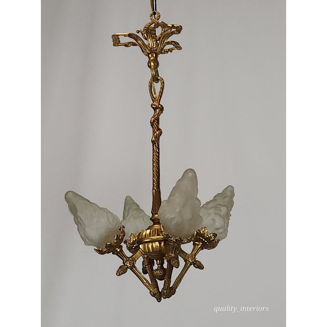 Antique Darling 4 Arm 4 Light Glowing Ribbons and Bows Flame Torch Chandelier For Sale - Image 12 of 17
