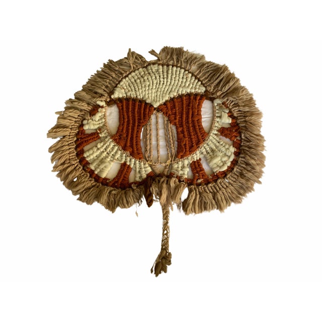Add a touch of vintage bohemian style to your space with this striking 1970s fiber wall art piece. Handwoven in shades of...