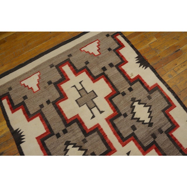 1920s Gray Geometric Kilim Antique American Navajo Rug 3'8"x 6 Flatweave Wool Carpet For Sale - Image 4 of 6
