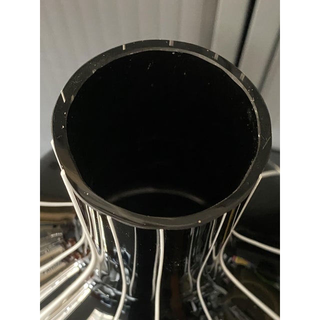 Vintage Black Glass Vase with White Trim, 1950s For Sale - Image 6 of 17
