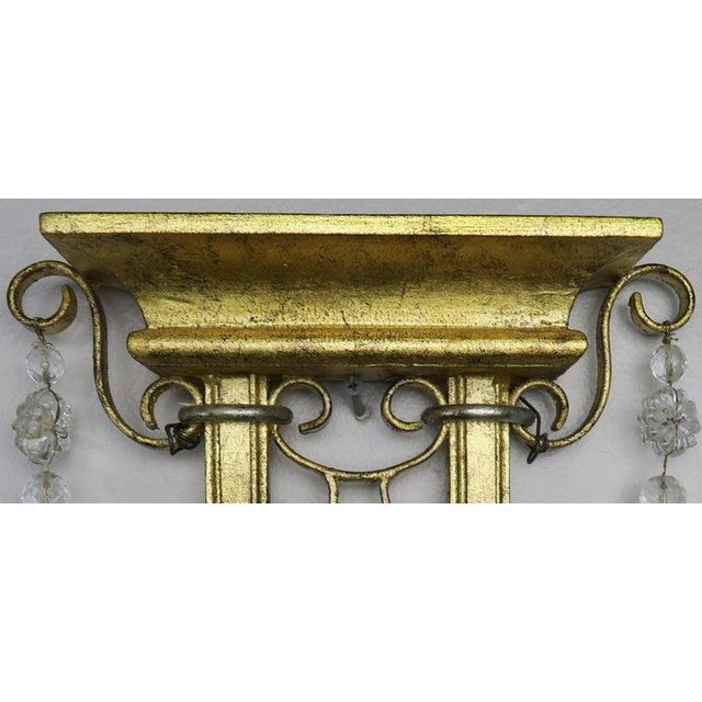 Pair of French Bronze and Rock Crystal 2-Light Sconces For Sale - Image 12 of 13
