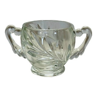 Mid 20th Century Willow Clear Glass Handled Sugar Bowl For Sale