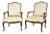 A Pair of French Provencial Louis XV-Style Fauteuils Pale White Hide Leather For Sale