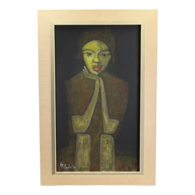 Harry Charles Tim, In Thought Portrait, 2026, Acrylic Painting on Board, Framed For Sale