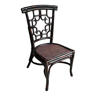 Vintage Hollywood Regency Faux Bamboo Chippendale Side Chair For Sale