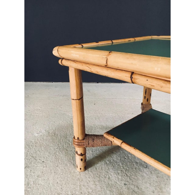 Mediterranean Bamboo Side Table in the style of Audoux Minet, France, 1950s For Sale - Image 11 of 18