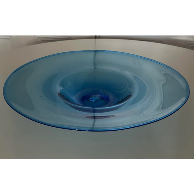 1960s Large Venetian Italian Cenedese Murano Glass Blue Bowl or Serving Dish For Sale In New York - Image 6 of 9