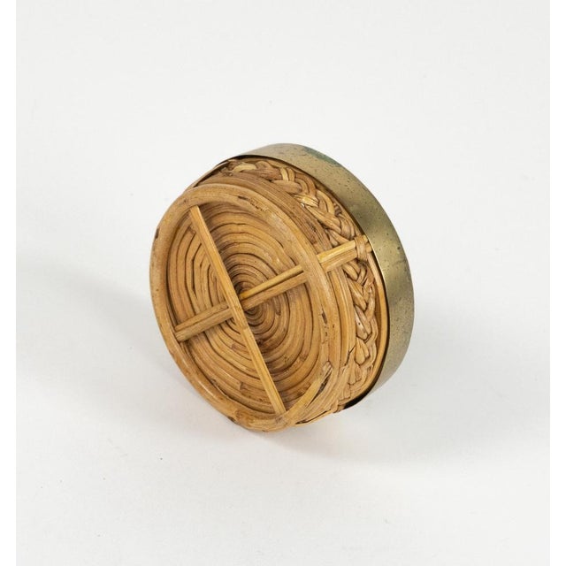 Mid-Century Modern Round Bowl in Bamboo with Rattan and Brass, 1970s For Sale - Image 13 of 15