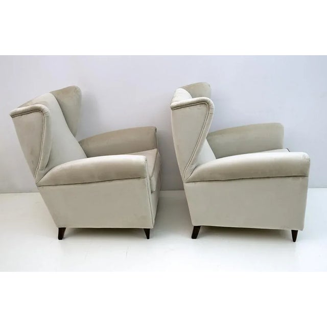 Gray Set of Mid-Century Modern Velvet Armchairs by Gio Ponti, Italy, 1950s For Sale - Image 8 of 11