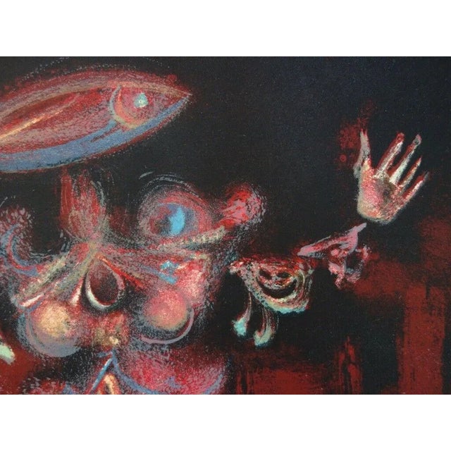 Abstract 1972 Lucien Coutaud Signed Lithograph Figure De L Aire Rouge For Sale - Image 3 of 4