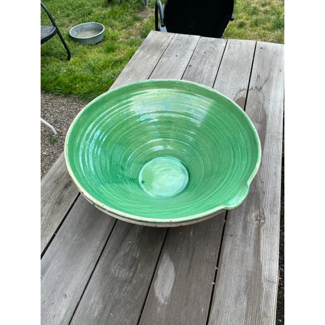 Green Late 19th Century Large Green Glazed Antique French Terracotta Tian Bowl For Sale - Image 8 of 8