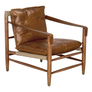 NOIR Luther Chair, Cuba Brown Leather W/Canvas For Sale