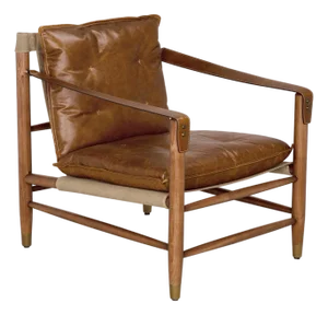NOIR Luther Chair, Cuba Brown Leather W/Canvas