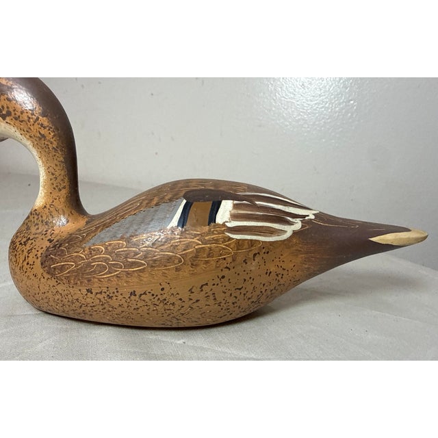 Vintage 1983 Hand Carved Wood Clarence Bauer Miniature Duck Decoy Sculpture For Sale In New York - Image 6 of 8