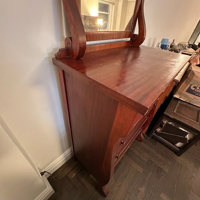Antique Highboy Dresser With Swivel Mirror For Sale - Image 4 of 12