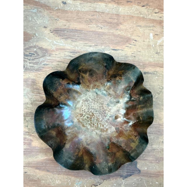 Vintage Scalloped Copper Decorative Bowl For Sale In West Palm - Image 6 of 15