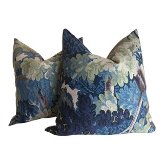 English Traditional Cowtan and Tout “Richmond” 20" Pillows in Blue - A Pair For Sale