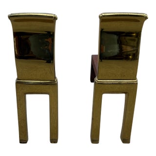 1960s Pair of Modernist Brass Andirons For Sale